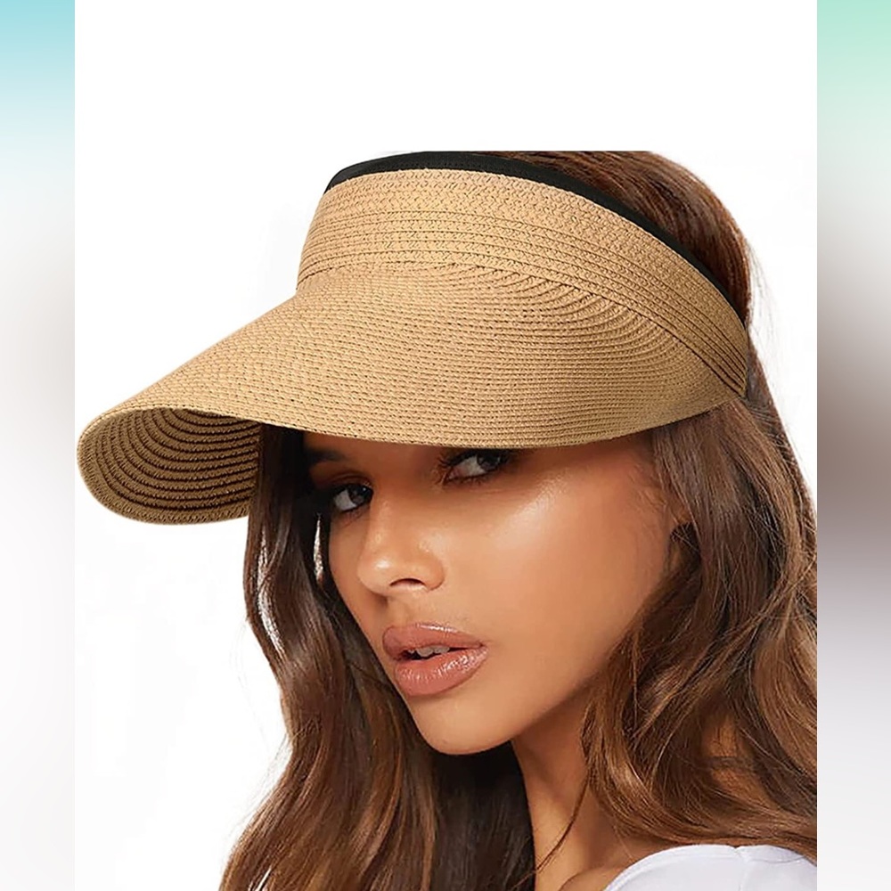 FURTALK Womens Sun Visor Hat Straw Sun Visor Folds up for easy carry